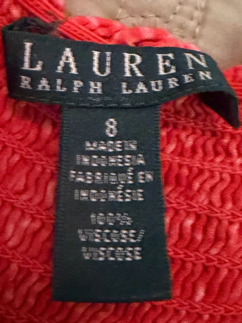 Lauren Ralph Lauren Coral Orange Smocked Tiered Ruffle Mini Skirt Boho Size 8